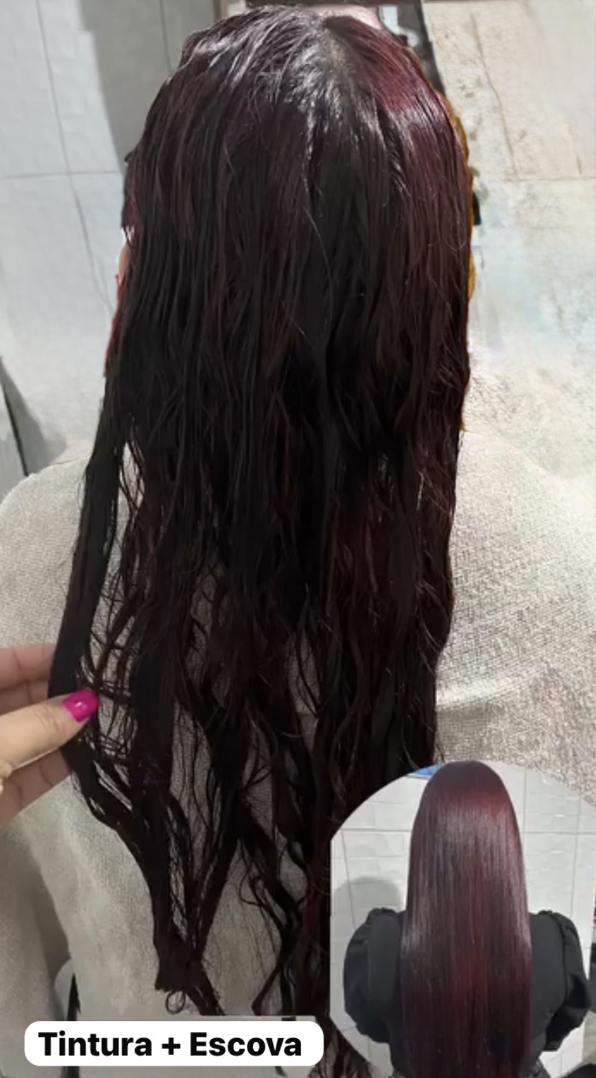 Imagem do serviço de Coloração com a tinta da cliente + Escova e Prancha